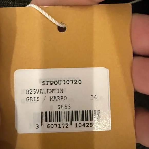 Sandro Checked Rhinestone-Embellished Trench Coat in Gray & Blue - Picture 8 of 9